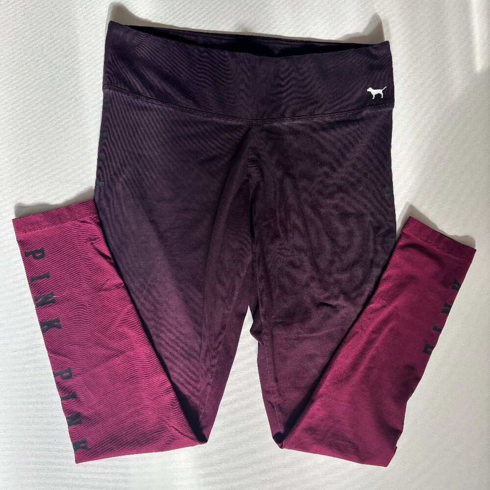 PINK Victoria’s Secret Ombre Leggings - Plum to Burgundy Gradient - Size M